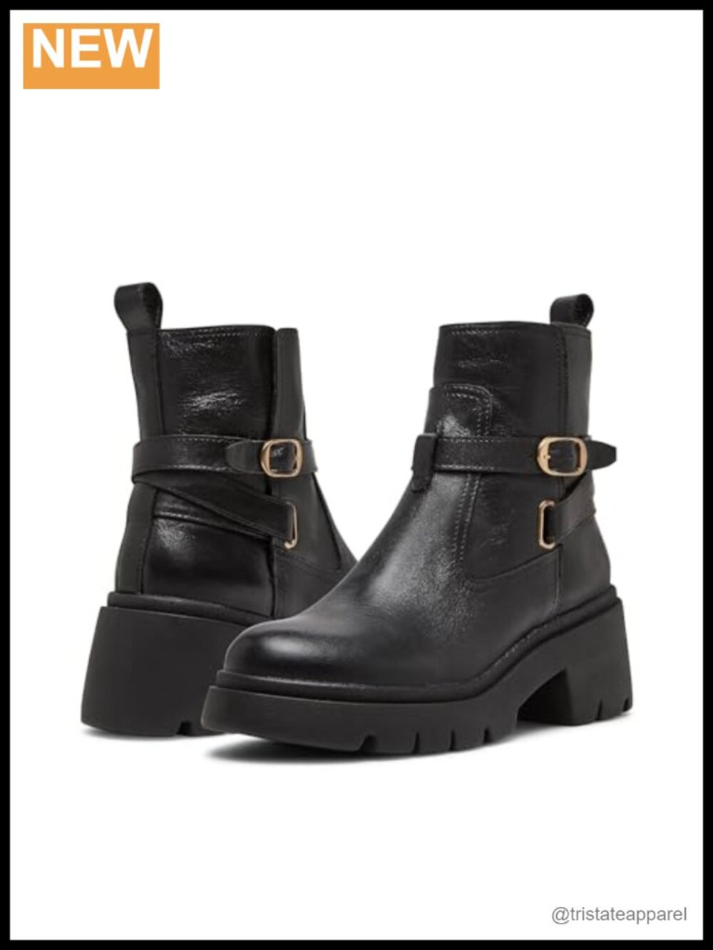 Suede Ankle Bootie Block Heel Buckle Detail Pull-On